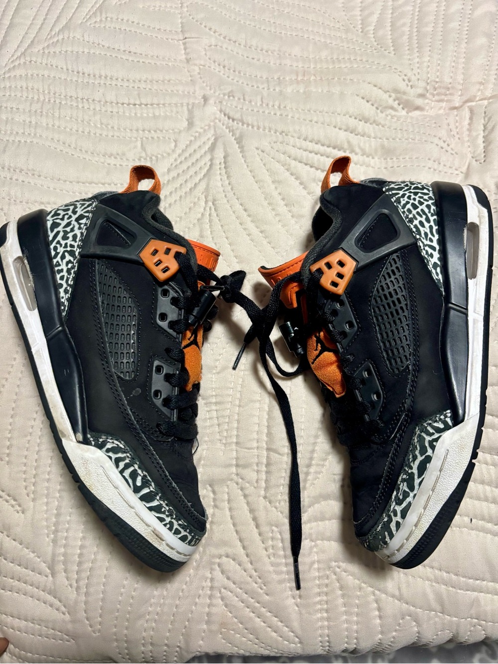 Jordan Black and Orange Retro Elephant-Print Sneakers